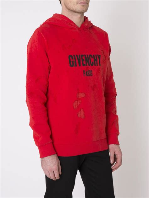 givenchy ripped hoodie red|givenchy paris sweatshirt destroyed.